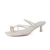 Maui Strappy Womens Sandals with Kitten Heels – Vegan Leather Slip On Dress Sandals for Women, Square Toe Wedding Shoes
