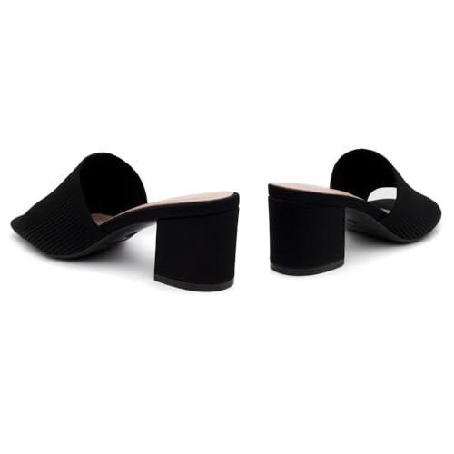 Low Block Heels for Women – Slip-On Mules, Square Open Toe 2.5 Inch Comfort Chunky Heeled Sandals, Trendy 2025 Casual Dress