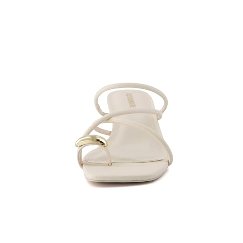 Maui Strappy Womens Sandals with Kitten Heels – Vegan Leather Slip On Dress Sandals for Women, Square Toe Wedding Shoes