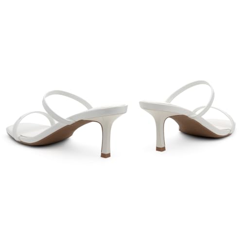 Kitten Heels for Women – Low Heels, Slip-On Open Toe Heeled Mules with 2 Straps, Dressy Short Heeled Sandals for Wedding, Party