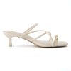Maui Strappy Womens Sandals with Kitten Heels – Vegan Leather Slip On Dress Sandals for Women, Square Toe Wedding Shoes