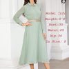 Business Casual Shirt Dress for Women Long Sleeves Pleated Midi Dresses with Belt