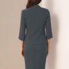 Business Skirt Suit Set for Women's 2 Piece Office Work Outfit Collarless Blazer Pencil Skirt
