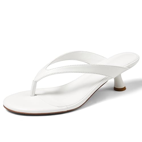 Womens Kitten Heel Sandals Round Open Toe Flip Flop Heels One Strap Slides Short Heeled Sandals for Women