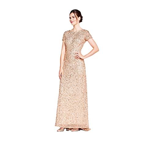 Women's Short-Sleeve All Over Sequin Gown