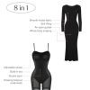 Long Sleeve Maxi Dress Bodycon Cocktail Dress Shapewear Tummy Control Fall Formal Dresses Built-in Bra