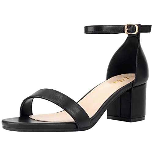 Chunky Heels for Women Strappy Platform Sandals Open Toe Heeled Sandals Ankle Strap Adjustable Buckle Lucite Chunky High Heel