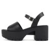 “Stacie” ~ Women Open Toe Lug Sole Mid Block Heeled Sandals with Adjustable Ankle Strap