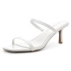 Kitten Heels for Women – Low Heels, Slip-On Open Toe Heeled Mules with 2 Straps, Dressy Short Heeled Sandals for Wedding, Party