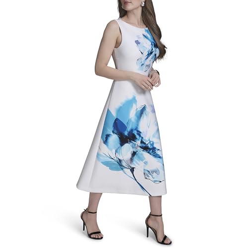 Women's Sleeveless Boat Neck Scuba Dress