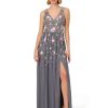 Women's Beaded Mesh Long Dress