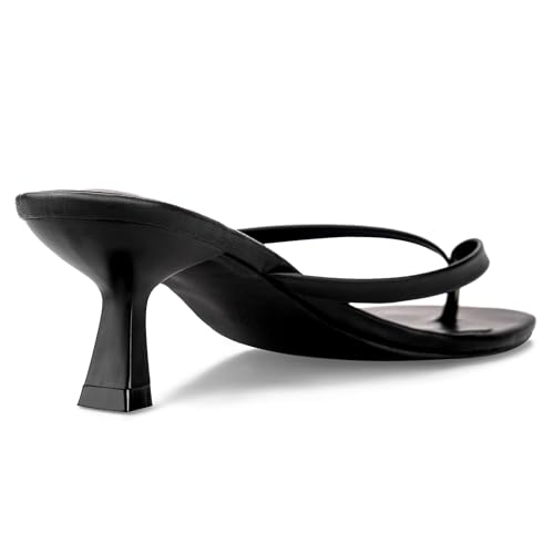 Kitten Heels Flip Flop Thong Sandals 2.5-Inch Low Heeled Square Open Toe Sandals for Women