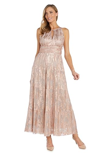 Women's Metallic Bloom Pleated Maxi Dress