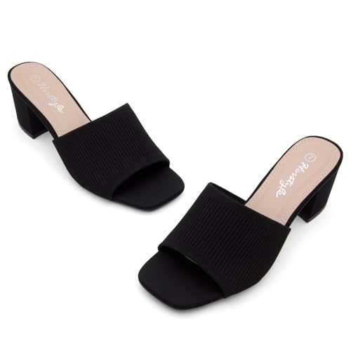 Low Block Heels for Women – Slip-On Mules, Square Open Toe 2.5 Inch Comfort Chunky Heeled Sandals, Trendy 2025 Casual Dress