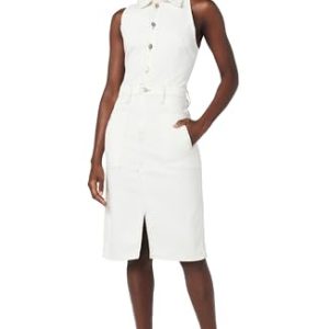 Women's Sleeveless Collared Halter Utility Dress with Pockets