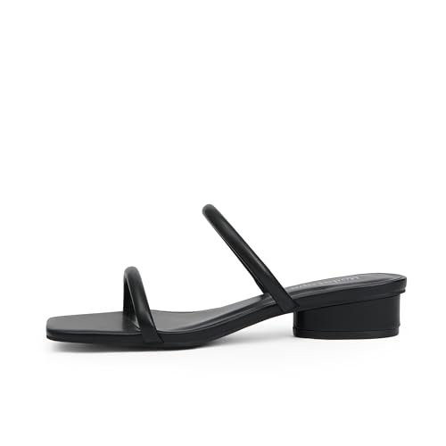 Square Open Toe Heeled Sandals Women Two Strap Chunky Heel Sandals for Women Low Block Heel Sandal Dressy