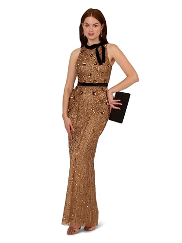 Women's Beaded Halter Long Dress