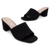 Low Block Heels for Women – Slip-On Mules, Square Open Toe 2.5 Inch Comfort Chunky Heeled Sandals, Trendy 2025 Casual Dress