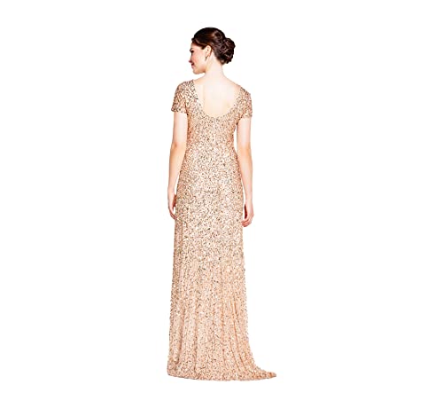 Women's Short-Sleeve All Over Sequin Gown