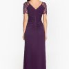 Female Long Sheer Matte Jersey Beaded Flutter Sleeve