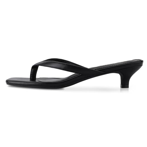 Women’s Flip-Flops Kitten Heels Thong Sandals For Women Square Toe Slip On Fashion Summer Dress Sandals
