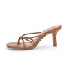 Women’s Square Open Toe Flip Flops Stiletto Heels Strappy Thong Slide on Slingback Mules Sandals