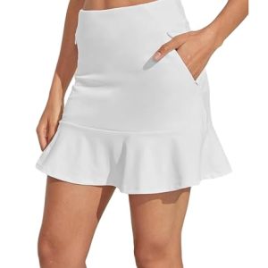 Tennis Skirt for Women 17"/19" High Waisted Womens Golf Skirts with Shorts Pockets Ruffle Pleated Athletic Skorts