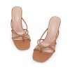 Women’s Square Open Toe Flip Flops Stiletto Heels Strappy Thong Slide on Slingback Mules Sandals