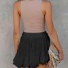 Women's Flowy Shorts Casual Linen Boho Ruffle Mini Skirts Pleated High Waist Cute Butterfly Skorts with Pockets Summer Trendy