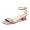 Women Open Toe Low Heel Chunky Block Sandals Buckled Ankle Strap Pumps Shoes for Wedding Dress Evening