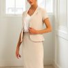 Women's Business Skirt Suit Set Work Office Short Sleeve Blazer Jacket Pencil Skirt