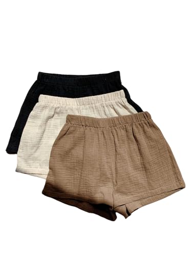Women's 3 Pack Linen Shorts Summer Lounge Sleep Pajama Boxer Shorts
