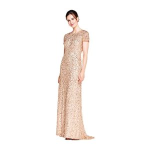 Women's Short-Sleeve All Over Sequin Gown