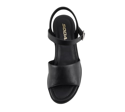 “Stacie” ~ Women Open Toe Lug Sole Mid Block Heeled Sandals with Adjustable Ankle Strap