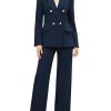 Women's 2 Piece Business Casual Outfits Double Breasted Blazer Dressy Wide Leg Work Pants Suits Set