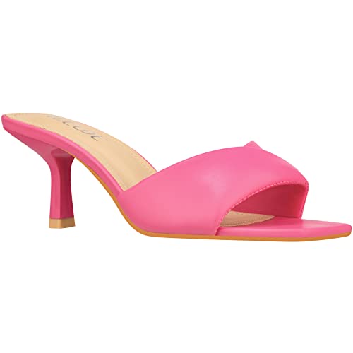 Women’s Low Heel Mules Open Square Toe Slip On Comfortable Cushion Heeled Sandals