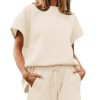 Womens Loungewear Set Short Sleeve Tops and Shorts 2 Piece Outfits Matching Lounge Pajama Set with Pockets