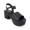 “Stacie” ~ Women Open Toe Lug Sole Mid Block Heeled Sandals with Adjustable Ankle Strap