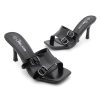 Melrose Women's High Heels Stiletto Heeled Slides, Square Open Toe One Band Slip-On Heeled Mules – Dressy Clear Heeled Sandals