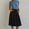 Women's 100% Organic Pima Cotton Midi Skirt with Pockets