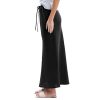 Women's 100% Linen Drawstring A-Line Midi Skirt for Casual Summer Spring