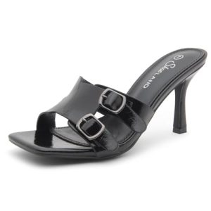 Melrose Women's High Heels Stiletto Heeled Slides, Square Open Toe One Band Slip-On Heeled Mules – Dressy Clear Heeled Sandals
