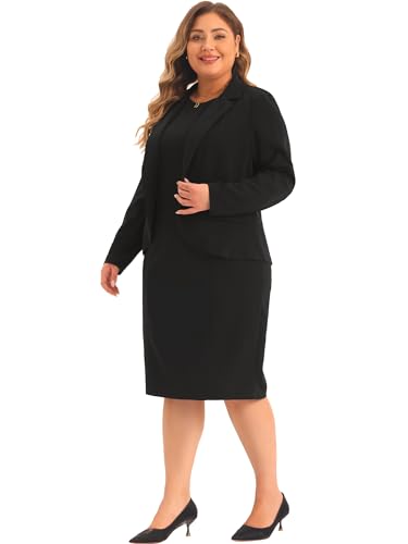 Plus Size Dress Suits for Women Two Piece Outfits Blazers Jacket and Sleeveless Dress Business Casual Suit Sets