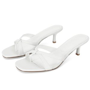 Gold Kitten Heel Sandals for Women Flip Flop Strappy Mule heels Rounded Open Toe Heeled Thong Sandals Women