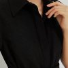 Women Casual Button Down Shirt Dress Short Wing Sleeve Buiness Midi Shirt Dress with Belt Elegant Dress
