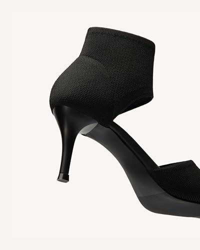 Mousse Fit Women Retro Peep Toe Elegant Stiletto Low Heeled Sandals Breathable Mesh Knit Elastic Design Upper Comfortable Shoes