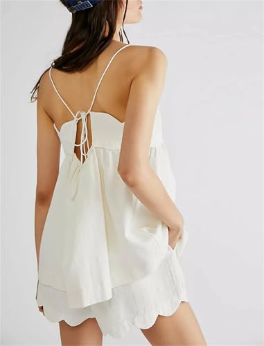 Women 2 Piece Casual Lounge Set Sleeveless Strappy Tie Back Cami Top Wide Leg Shorts 2Pcs Summer Pj Set Beachwear