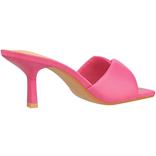 Women’s Low Heel Mules Open Square Toe Slip On Comfortable Cushion Heeled Sandals