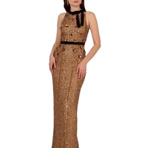 Women's Beaded Halter Long Dress