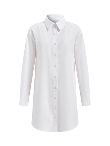 Women's Button Down Mini Shirt Dress Collared Long Sleeve Work Office Dresses